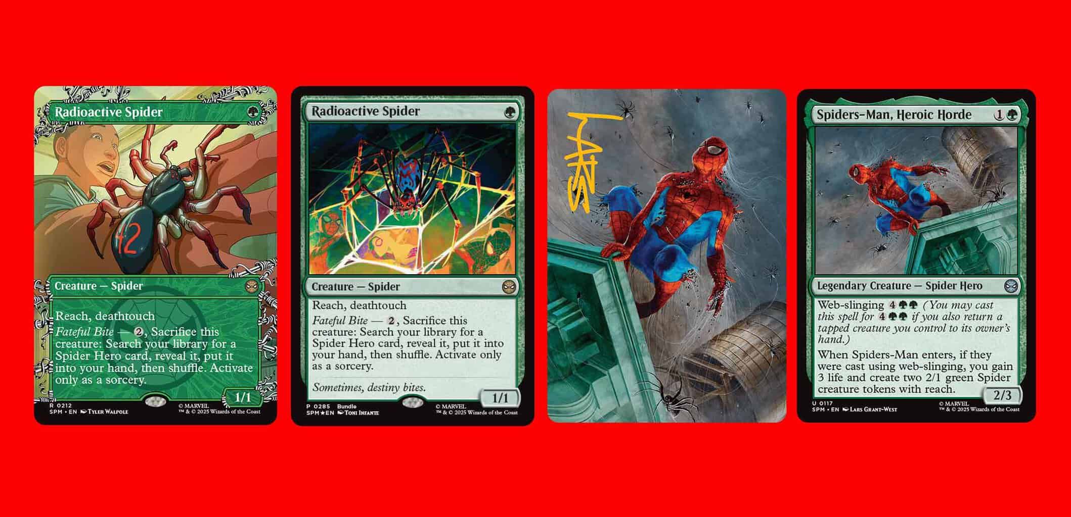 Preview the new Spider-Man MTG cards from the Marvel crossover, showcasing unique designs and gameplay features.